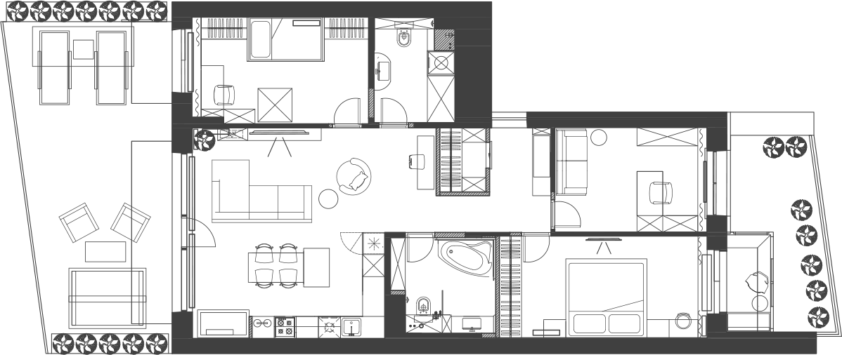 Планировка проекта ЖК Левада с террасами